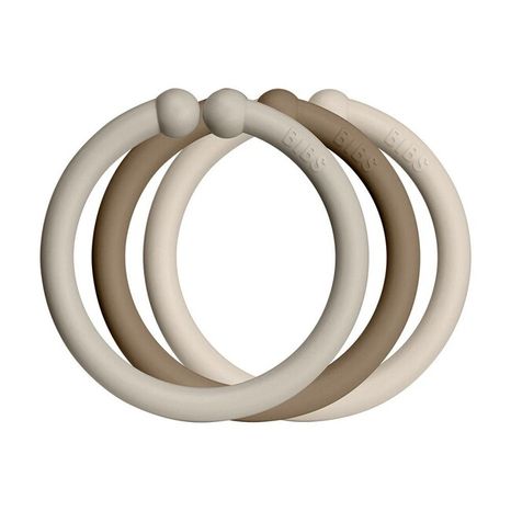 BIBS Loops krúžky 12ks - Sand / Dark Oak / Vanilla