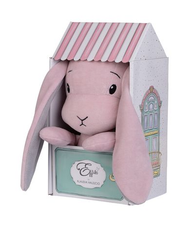 Effiki - Effík zajko s domčekom ružový so sivými ušami M
