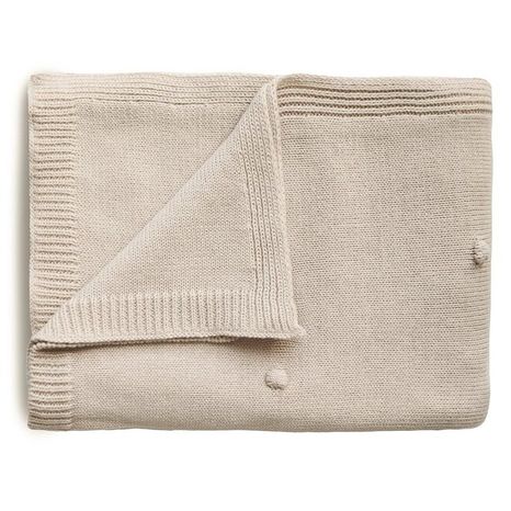 Mushie bodkovaná pletená detská deka z organickej bavlny - Off White