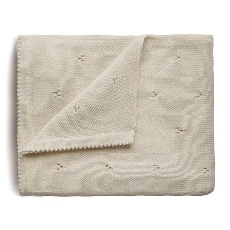 Mushie pletená detská deka z organickej bavlny dierkovaná - Ivory