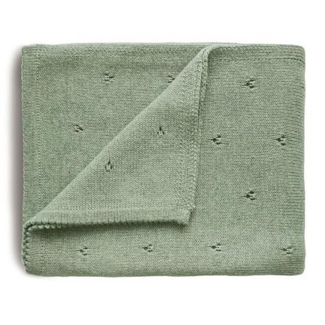 Mushie pletená detská deka z organickej bavlny dierkovaná - Sage
