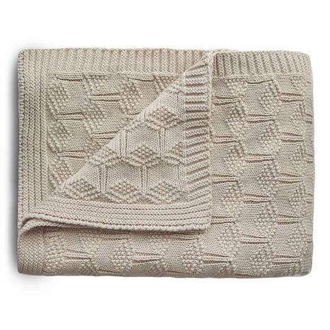 Mushie pletená detská deka z organickej bavlny vzorkovaná - Beige