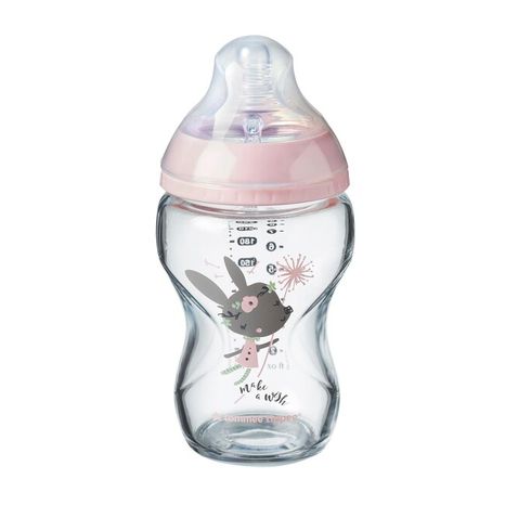 Tommee Tippee Dojčenská fľaša C2N sklenená Pink 250ml - 0m+ (1 kus)