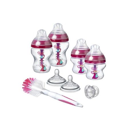 Tommee Tippee Sada dojčenských fľaštičiek C2N Anti-colic s kefou Pink